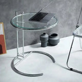 Transparent Nordic Glass Coffee Table – Adjustable Steel Side Table