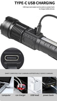 High Power White Laser LED Flashlight Built-in Battery USB Rechargeable Strong Light Tactical Torch Outdoor Camping Hiking Lamp
