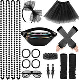 80s Costume Accessories for Women, 19Pcs 80s Retro Party Dress Fishnet Gloves, Leg Warmers, Tutu Skirts for Women
