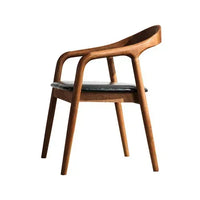 Nordic Wooden Dining Chair – Simple Design with Armrests & Backrest