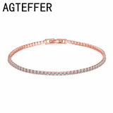 925 Sterling Silver Women’s Rose Gold Tennis Bracelet Cubic Zirconia Jewelry