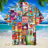Men’s Hawaiian Ice Cream Print Short Sleeve Shirt – Summer Beach Casual Tee