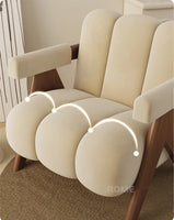 Nordic Wooden Armchair – Cozy Fabric Seat for Living Room, Balcony & Lounge