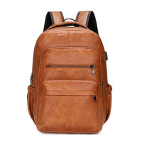 High Quality USB Charging Backpack Men PU Leather Bagpack Large Laptop Backpacks Male Mochilas Schoolbag For Teenagers Boys Jack's Clearance