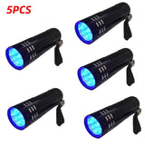 1-5pcs UV Light Torch Lamp Super Mini 9 LED Flashlight Black Ultraviolet Light Super Mini Aluminum UV Flashlight Torch Lamp Jack's Clearance