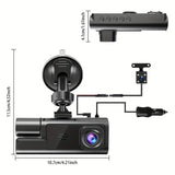 3-Camera Dash Cam System – 1080P Front & Rear WiFi DVR with Night Vision