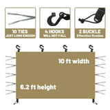 10x10ft Waterproof Khaki Canopy Sidewall for Pop-Up Gazebo