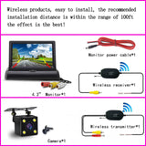 Wireless Rear View Backup Camera - 4.3" Foldable Monitor, Car Reverse Parking Kit