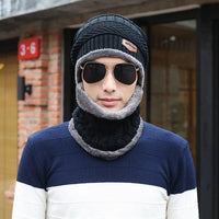 Winter Skullies Beanies Hat - Unisex Wool Scarf Cap with Balaclava Mask