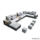 MINGDIBAO Bluetooth Sectional Sofa Bed Sets Big U Shape Corner Cloth Couch with Speaker Sound System for Living Room Furniture