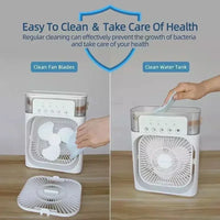 3-in-1 Mini Portable Air Cooler, Humidifier & LED Night Light – Household & Office Fan