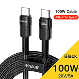 Essager 7A USB Type C Cable For Realme Huawei P30 Pro 66W Fast Charging Wire USB-C Charger Data Cord For Samsung Oneplus Poco F3