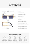 Fashion Metal Leopard Rimless Sunglasses Double Bridges Gradient Ocean Film Shades UV400