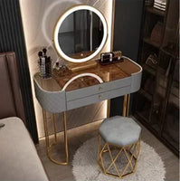 Luxury LED Makeup Vanity – White Dressing Table with Mirror & Storage for Bedroom or Salon