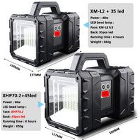 LED Flashlight XHP100 9-Core Super Bright Rechargeable Double Head Searchlight Handheld XHP70.2 Work Light Spotlight Floodling - Jack's Clearance