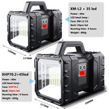 LED Flashlight XHP100 9-Core Super Bright Rechargeable Double Head Searchlight Handheld XHP70.2 Work Light Spotlight Floodling - Jack's Clearance