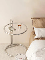 Transparent Nordic Glass Coffee Table – Adjustable Steel Side Table