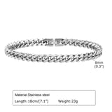 Vnox Stainless Steel Cuban Chain Bracelet for Men & Women – 6–12mm