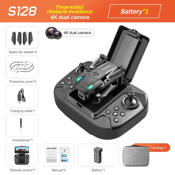 S128 Mini Drone Aerial Camera Automatic Return 4K HD Professional Three Sided Obstacle Air Pressure Fixed Altitude Aircraft Toy Jack's Clearance