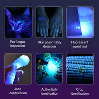 365nm UV Flashlight USB Rechargeable Mini Palm Ultraviolet Nail lamp Torch Pets Urine Cat tinea Money Ore Marker Detection Light