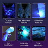 365nm UV Flashlight USB Rechargeable Mini Palm Ultraviolet Nail lamp Torch Pets Urine Cat tinea Money Ore Marker Detection Light