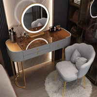 Luxury LED Makeup Vanity – White Dressing Table with Mirror & Storage for Bedroom or Salon