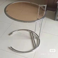 Transparent Nordic Glass Coffee Table – Adjustable Steel Side Table