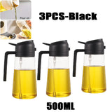 Oil Spray Bottle for Cooking – 200/300/500ml Olive Oil & Vinegar Sprayer with Brush