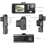 3-Camera Dash Cam System – 1080P Front & Rear WiFi DVR with Night Vision