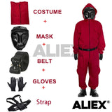 Squid Game Costume Set - Cosplay Jumpsuit, Jacket, Helmet, Masks, Party Props