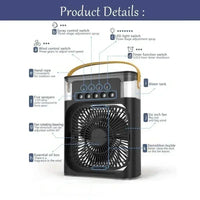 3-in-1 Mini Portable Air Cooler, Humidifier & LED Night Light – Household & Office Fan