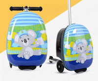 Kids Skateboard Luggage Schoolbag Folding Trolley Case Children's Suitcase on Wheels Travel Bag Cartoon Skating Ride Scooter