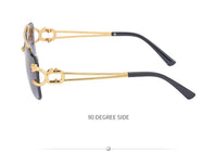 Fashion Metal Leopard Rimless Sunglasses Double Bridges Gradient Ocean Film Shades UV400