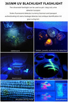 365nm UV Flashlight USB Rechargeable Mini Palm Ultraviolet Nail lamp Torch Pets Urine Cat tinea Money Ore Marker Detection Light
