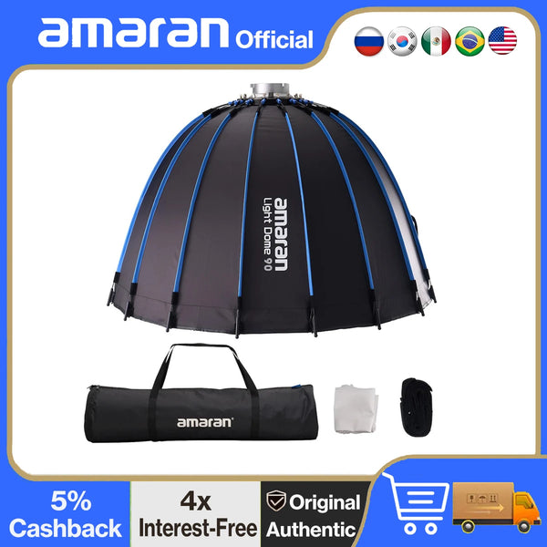 Amaran Light Dome 90 – Quick-Setup Deep Parabolic Softbox for Amaran & Aputure 300c/150c/200xS/60xS/300x/600x Pro