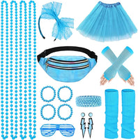 80s Costume Accessories for Women, 19Pcs 80s Retro Party Dress Fishnet Gloves, Leg Warmers, Tutu Skirts for Women