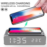 Wireless Charger Alarm Clock with LED Display and Fast Charging Dock for iPhone Samsung