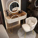 Luxury LED Makeup Vanity – White Dressing Table with Mirror & Storage for Bedroom or Salon