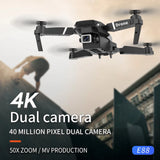 E88 Foldable 4K HD Drone with Wi-Fi & Altitude Hold