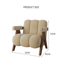 Nordic Wooden Armchair – Cozy Fabric Seat for Living Room, Balcony & Lounge