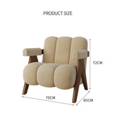 Nordic Wooden Armchair – Cozy Fabric Seat for Living Room, Balcony & Lounge