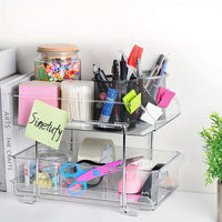 1PC 2 Tier Clear Pull-Out Organizer and Storage Rack - Food Pantry with Lid/divider for Snack Organization