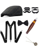 Retro 1920S 20S Gangster Set Men Party Props Berets Cigar Suspender Pocket Watch Gatsby Costume Accessories Set