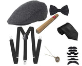 Retro 1920S 20S Gangster Set Men Party Props Berets Cigar Suspender Pocket Watch Gatsby Costume Accessories Set