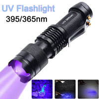 2-In-1 LED UV Flashlight Ultra Violet Blacklight Lights 395/365nm Retractable Ultraviolet Torches Pet Urine Stain Detector Lamps