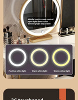 Luxury LED Makeup Vanity – White Dressing Table with Mirror & Storage for Bedroom or Salon