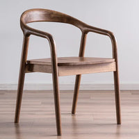 Nordic Wooden Dining Chair – Simple Design with Armrests & Backrest