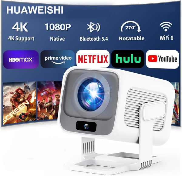 4K Portable Android Projector – 1080P HD, Auto Focus, Home & Outdoor Cinema