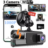 3-Camera Dash Cam System – 1080P Front & Rear WiFi DVR with Night Vision