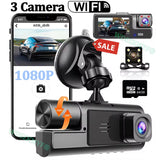 3-Camera Dash Cam System – 1080P Front & Rear WiFi DVR with Night Vision